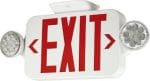 White Exit Sign with Red Letter and Emergency Lights