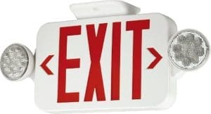 White Exit Sign with Red Letter and Emergency Lights